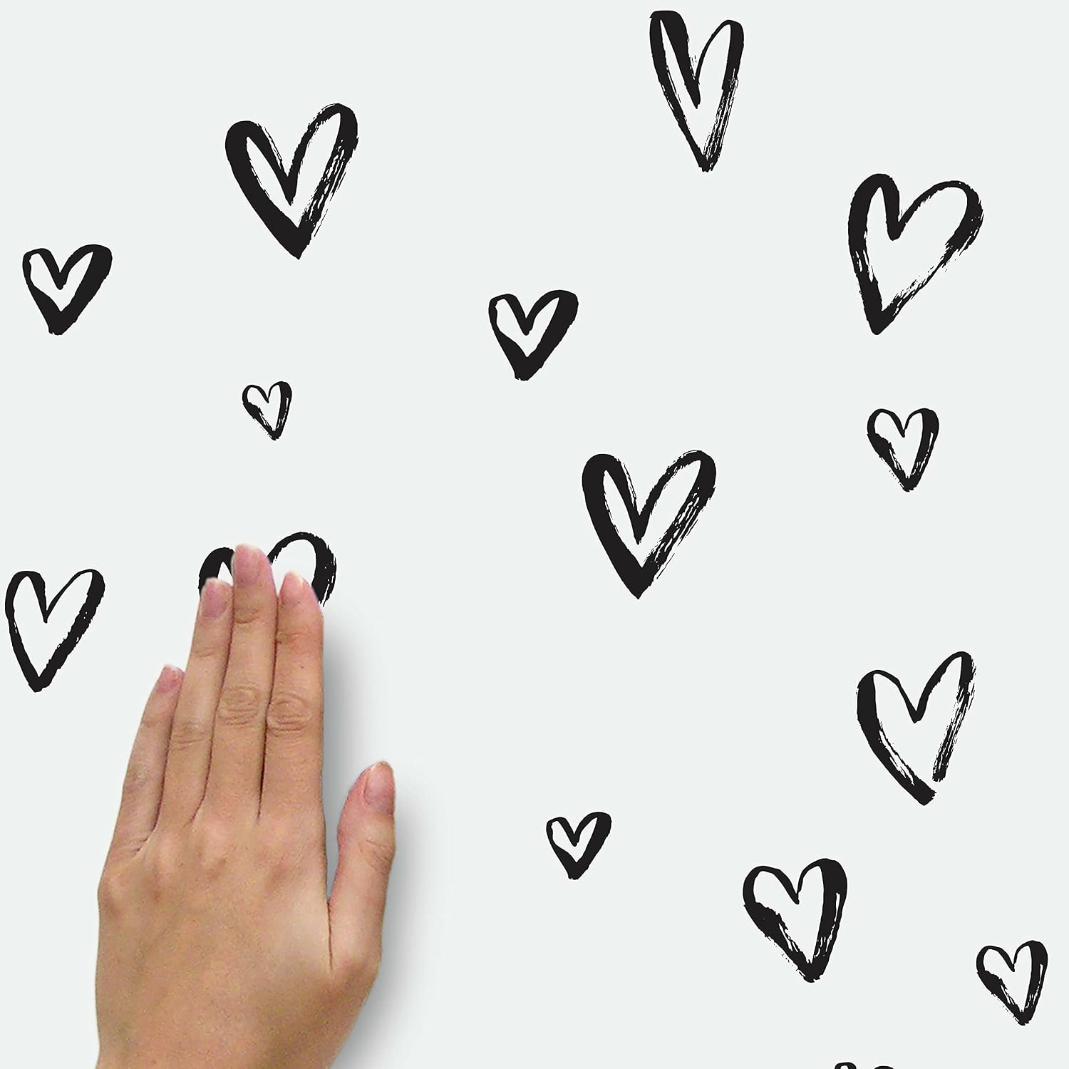 RMK4884SCS Sketchy Hearts Peel and Stick Wall Decals / Black
