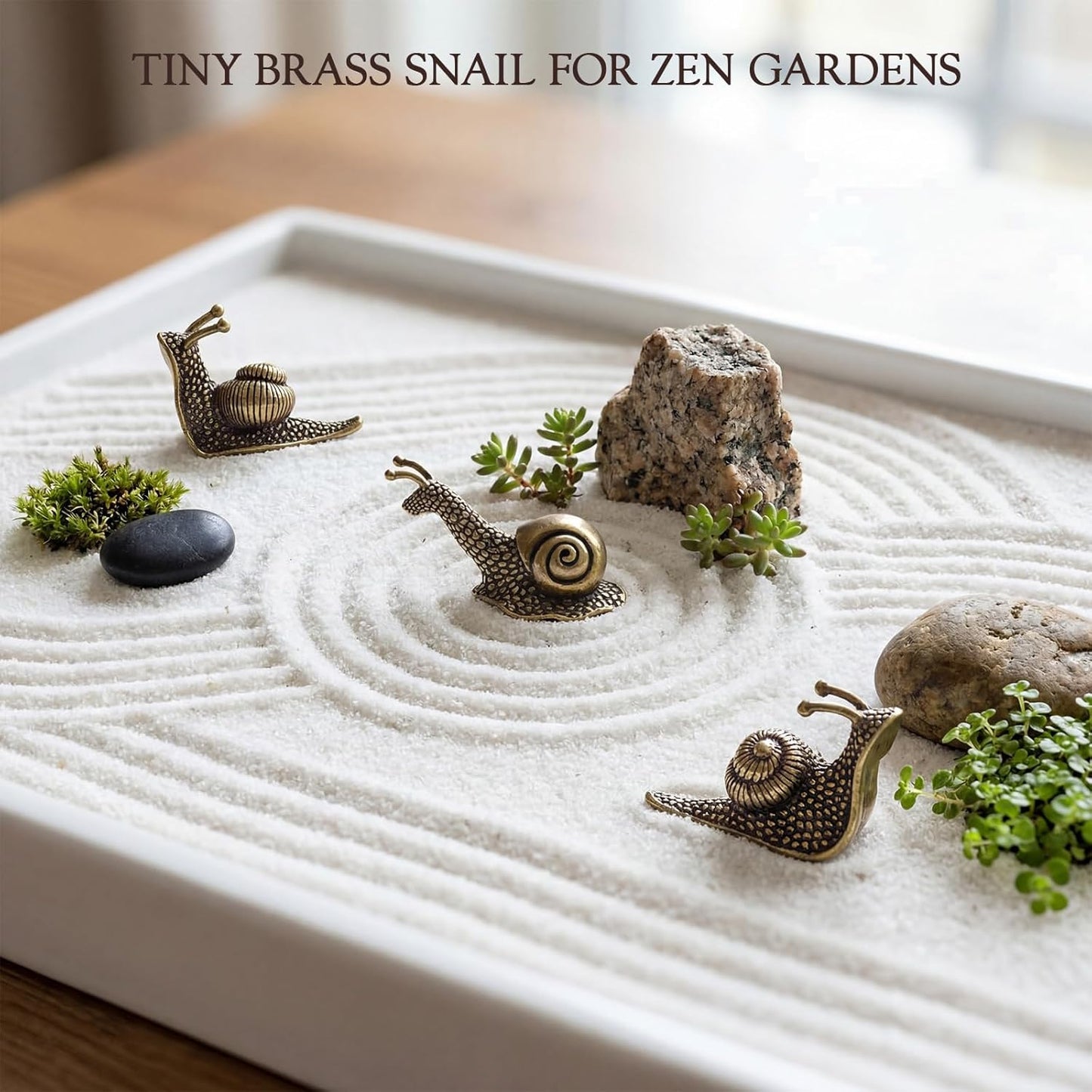Tiny Solid Brass Snail Figurines / Set of 3