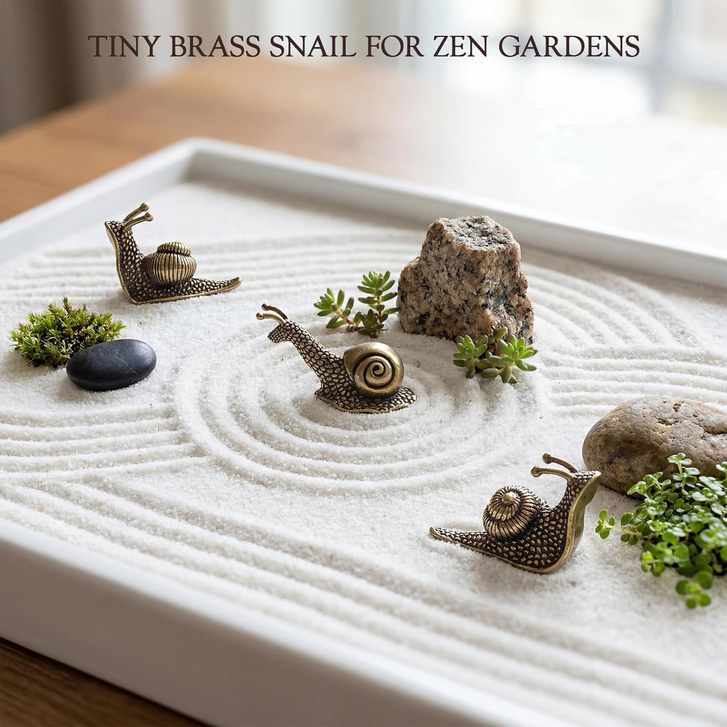 Tiny Solid Brass Snail Figurines / Set of 3