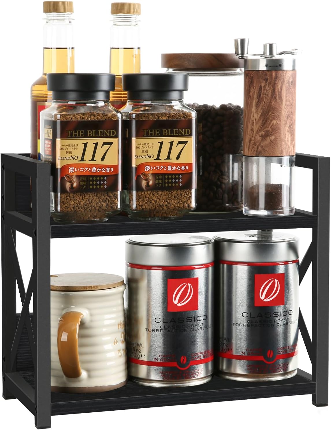 YINMIT Kitchen Countertop Organizer,Spice Rack,Coffee Bar Shelf Organizer | 2-Tier Coffee Station,Seasoning