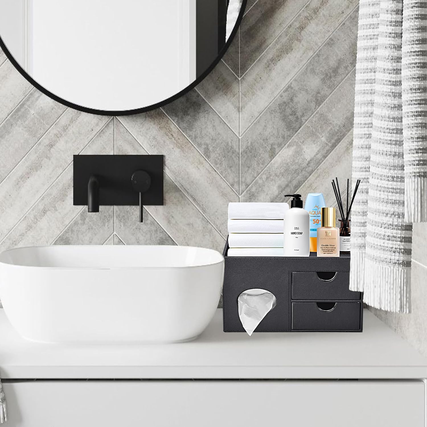 Storage Tray / Tissue Box Holder / Black