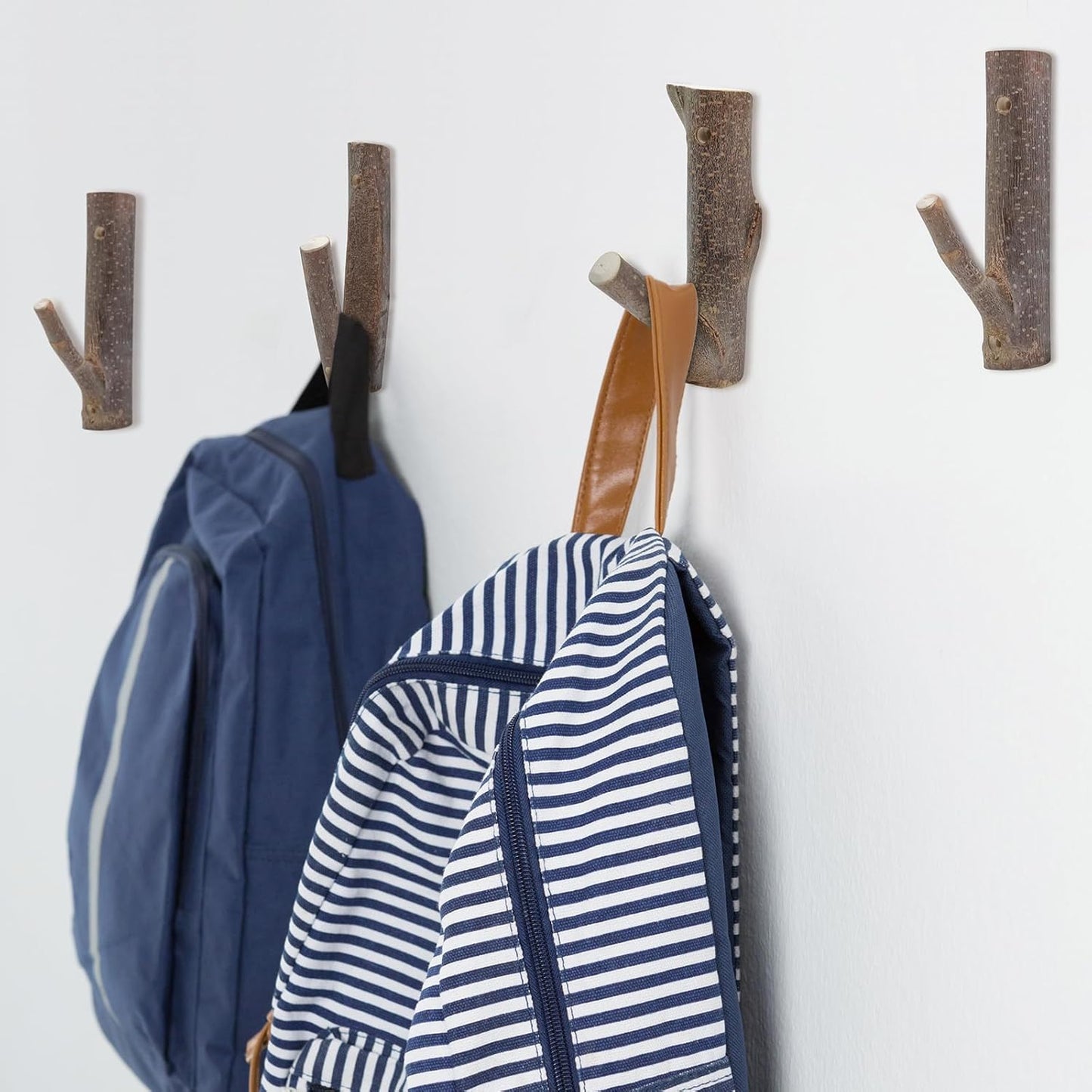 Real Wood Tree Branch Wall Hook / 2cm-3cm / with Bark / Set of 2