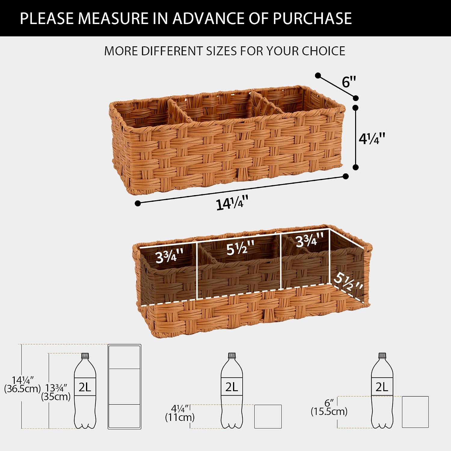 Bathroom Toilet Organizer / Caramel / Divided / Set of 2