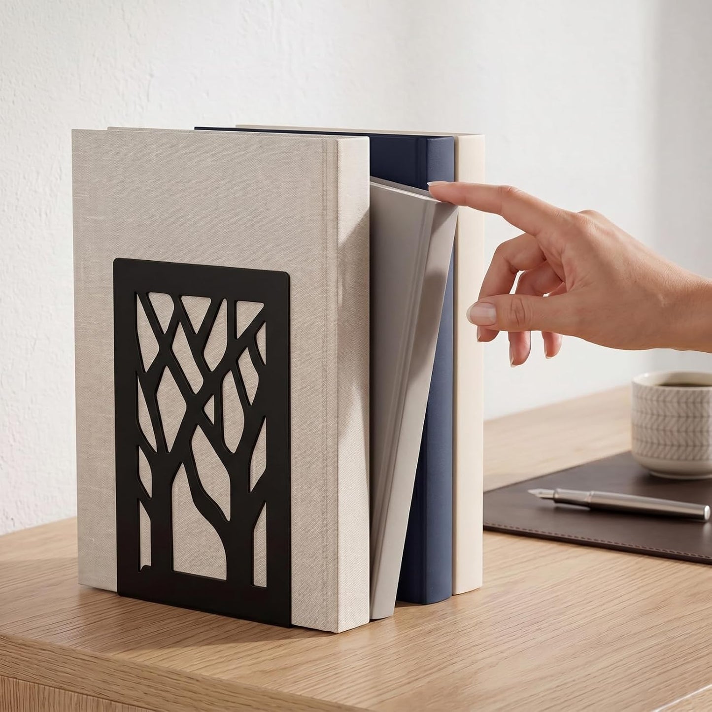 Metal Bookends / Black Trees / Set of 6