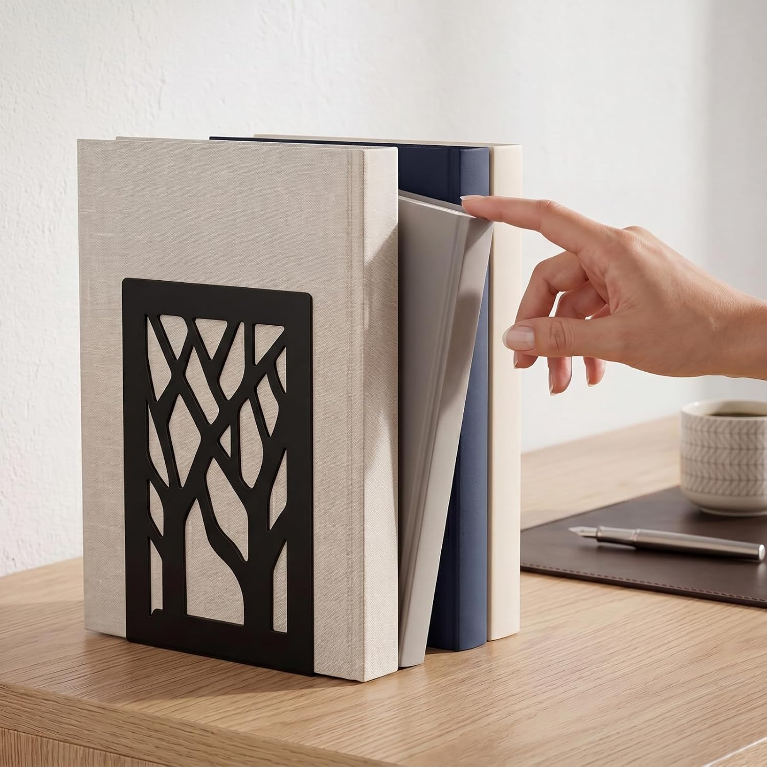 Metal Bookends / Black Trees / Set of 6