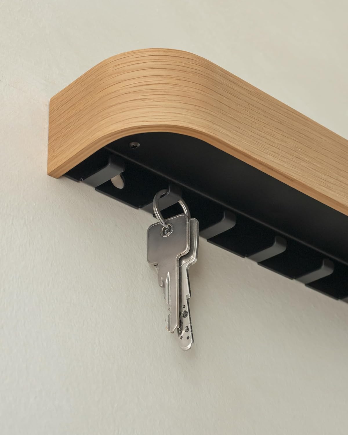 Modern Key Holder Wall Mount / Oak / 6 Hooks