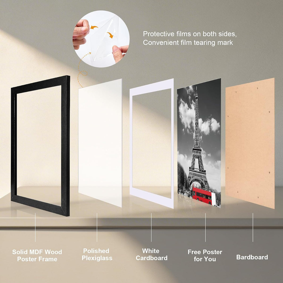 HOUSE DAY 3 Pack Poster Frames 18 x 24 Wood and Polished Plexiglass 18x24 Frame without Mat or 16x20 with Mat
