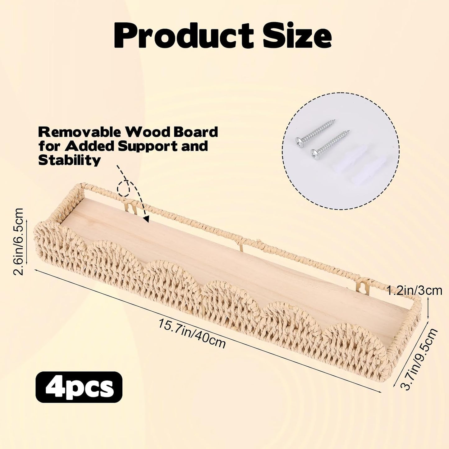 Scalloped Floating Shelves / Natural / Set of 4