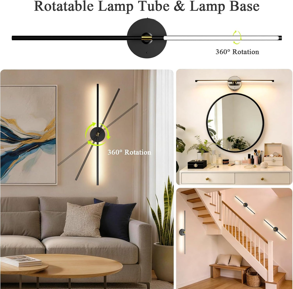 Battery Operated Wall Sconce Set of 2: 10000mAh Wireless Sconces Rechargeable Wall Lights with Touch and Remote, 360°