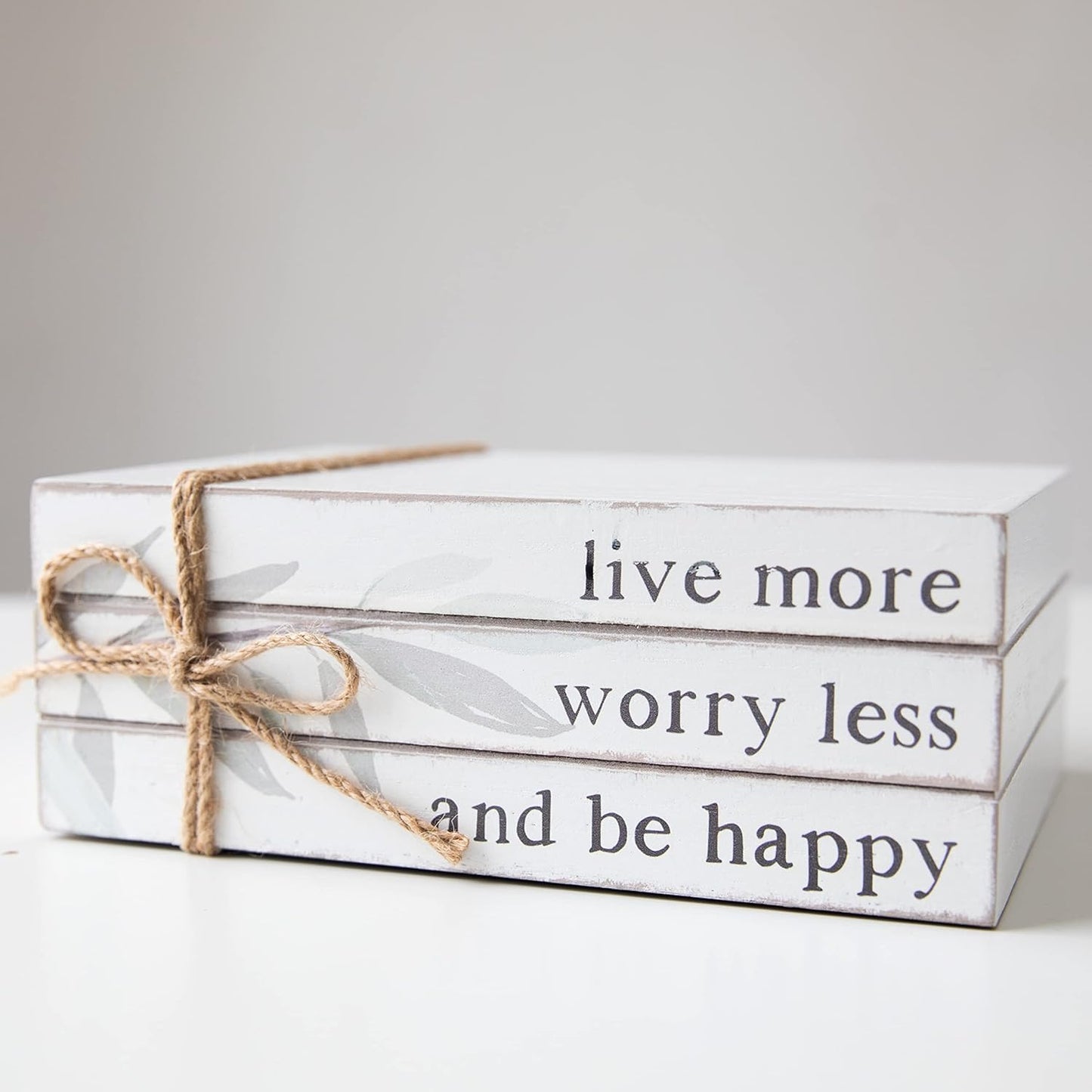Stacked Wood Faux Books / Love / White / Set of 4
