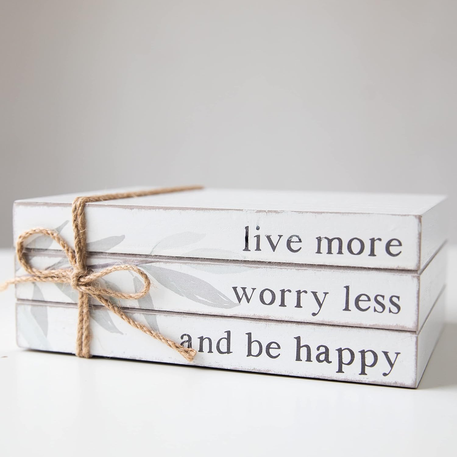 Stacked Wood Faux Books / Love / White / Set of 4