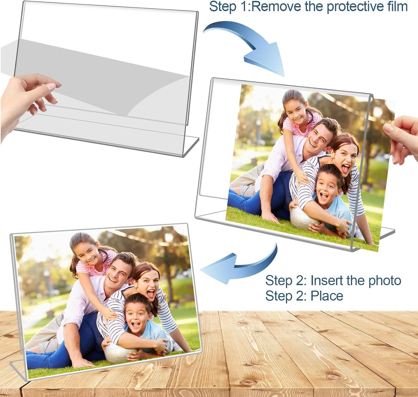 Acrylic Self Standing Picture Frames / Clear / 7 x 5 / Set of 6