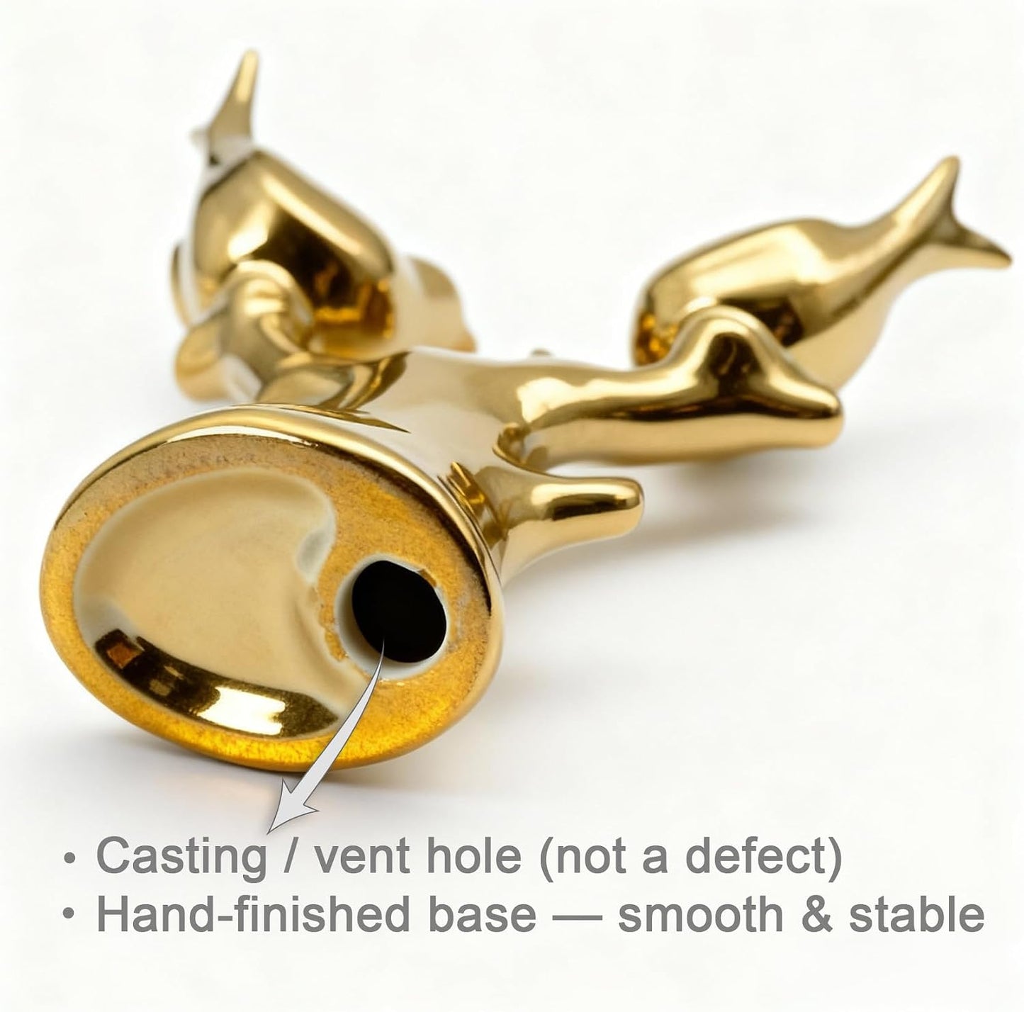 Gold Ceramic Bird Statue / Electroplated Gold