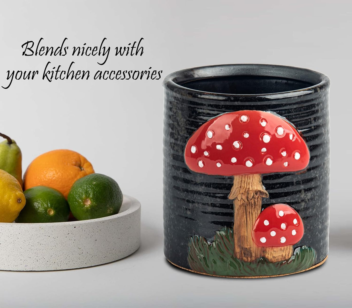 Mushroom Kitchen Utensil Holder For Countertop Ceramic Utensil Holder