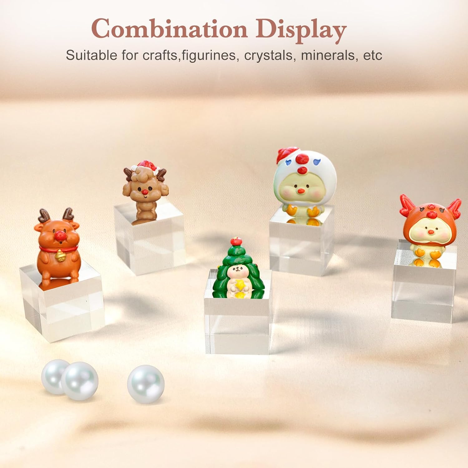 Acrylic Base Acrylic Blocks for Display Square Riser Display Stands Trophy / 1 x 1 x 1 / Set of 10