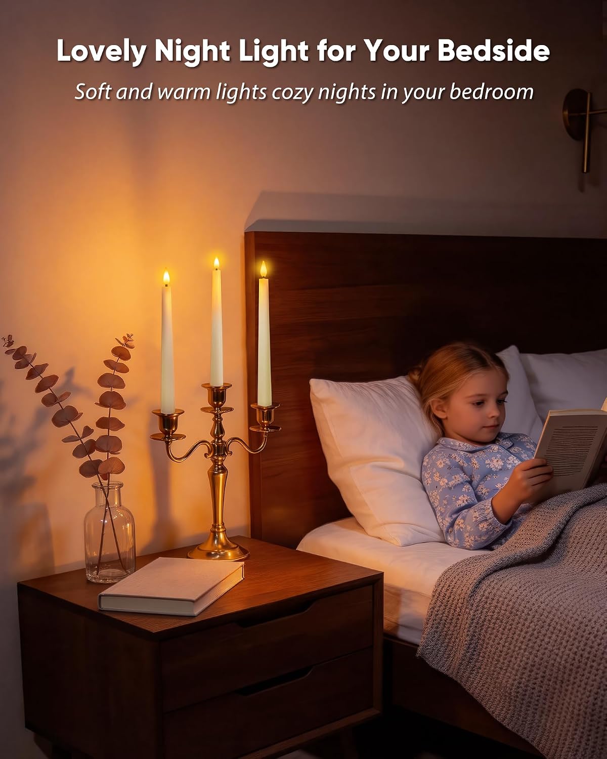 Homemory 6 Pcs Waxy Flameless Taper Candles with Remote, Flickering Battery Operated Candlesticks, Led Fake Candles