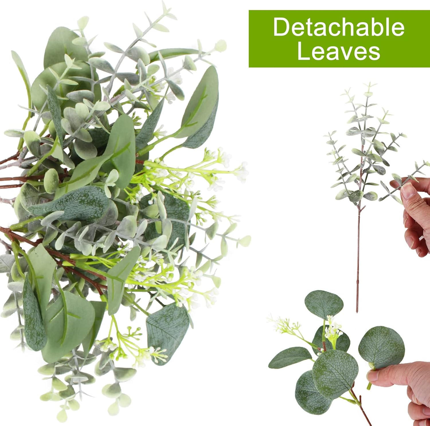 Artificial Greenery Eucalyptus Stem Dollar Leaves Baby Eucalyptus Leaves / Silver / Set of 40