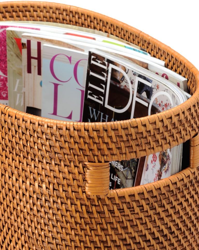 Kouboo Laguna Rattan Magazine Rack, Woven Book Organizer, Honey Brown