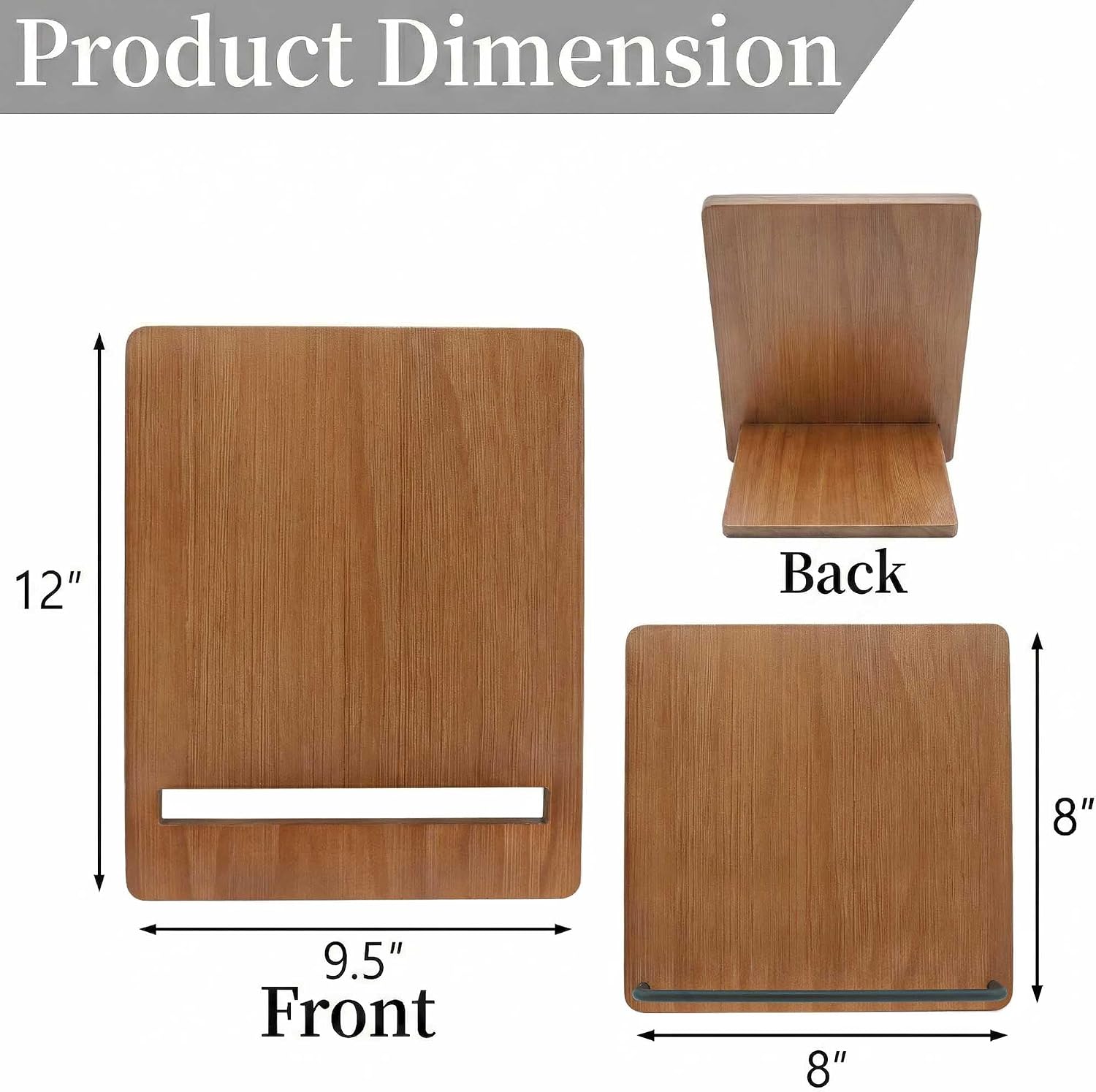 Wood Cookbook Stand Holder: Kitchen Adjustable Cookbook Holder Recipe Stand | for Counter Brown