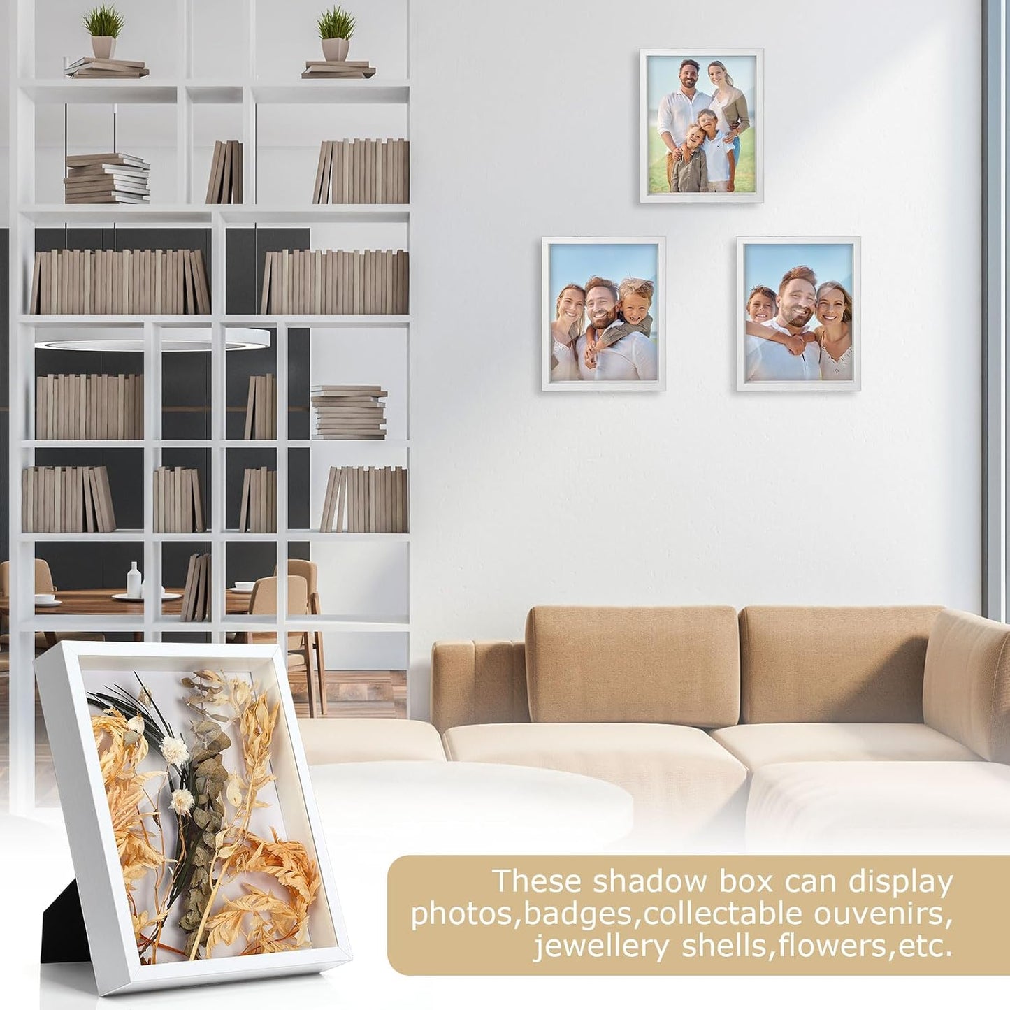 6 Pieces Shadow Box Picture Frame, White, 8 X 10 Inch | Deep Display Case for Graduation Medals Wedding Crafts Pins