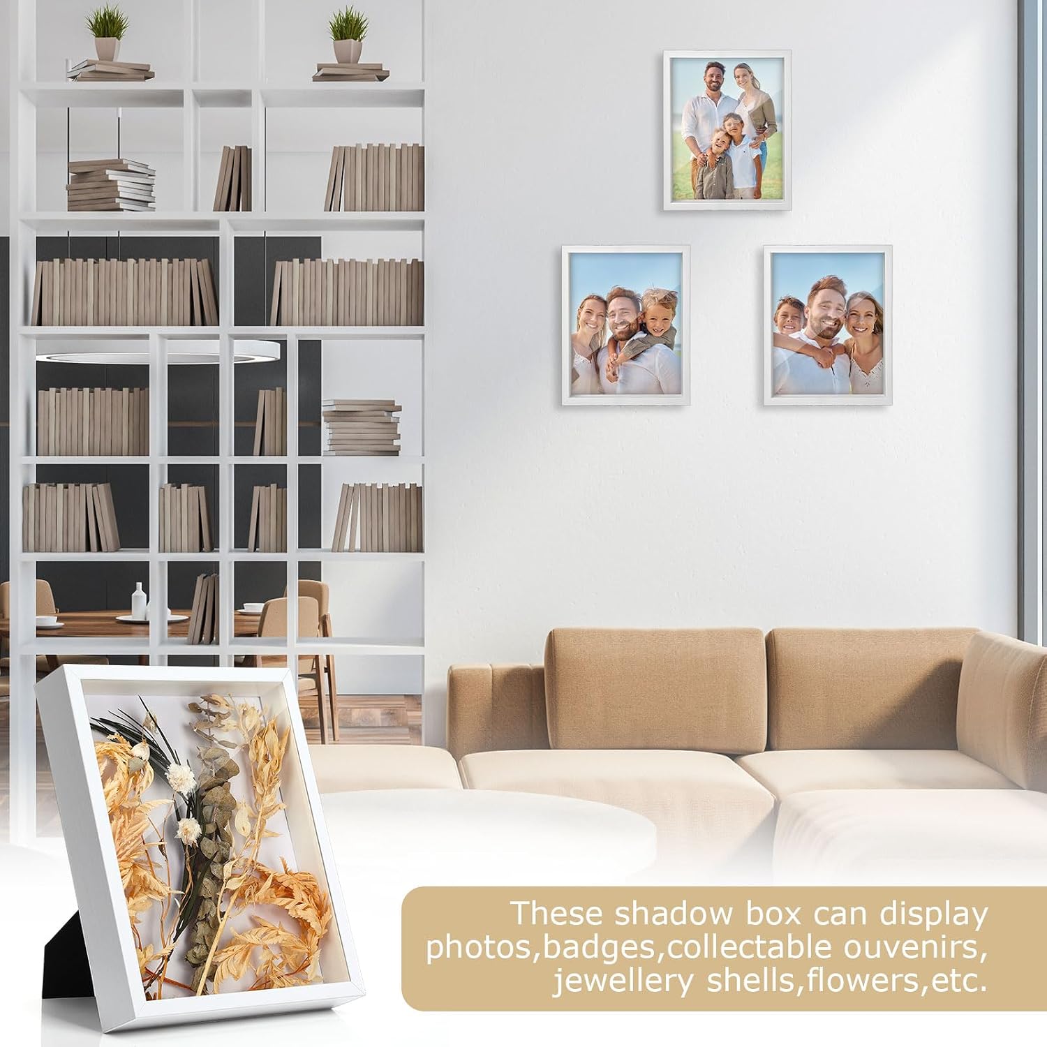6 Pieces Shadow Box Picture Frame, White, 8 X 10 Inch | Deep Display Case for Graduation Medals Wedding Crafts Pins