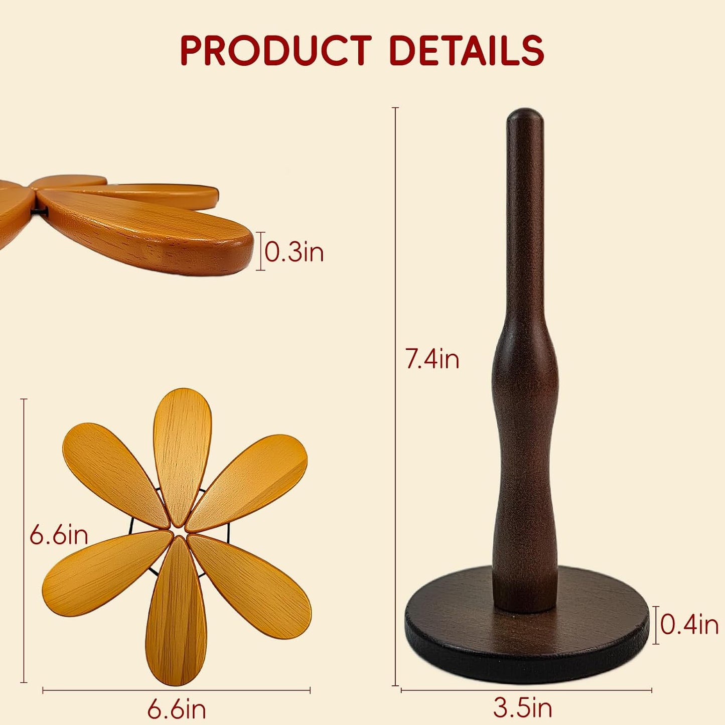 Wooden Trivet Tree Set / Star / Natural