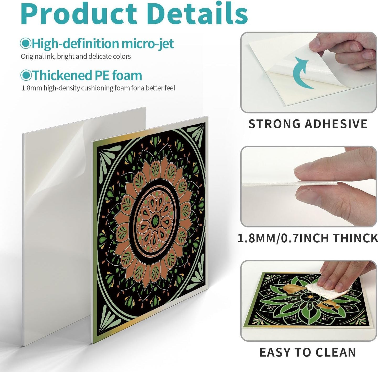 Easy Peel Stick 3D Foam Tile Stickers / Mediterranean / 6 x 6