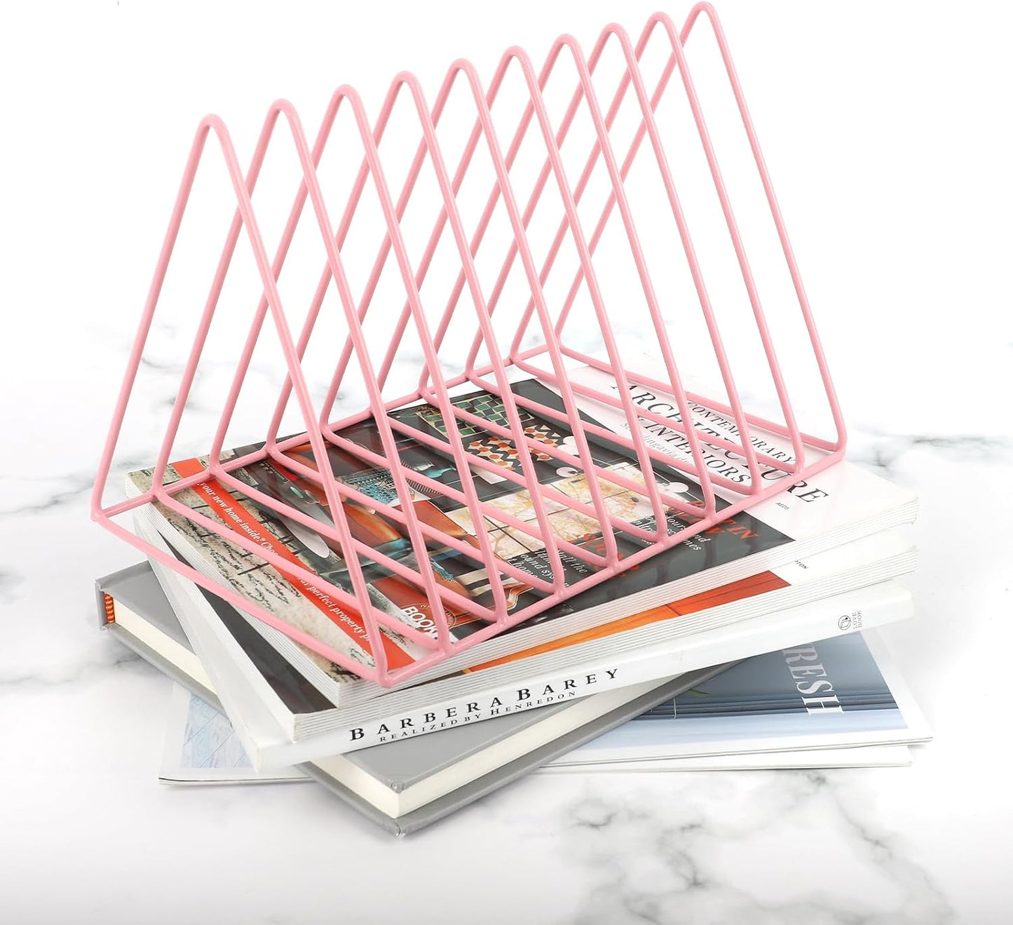 Vinyl Record Holder Storage, 9 Slot Metal Magazine Book Album Display Rack, Stylish Triangle Desktop File Sorter