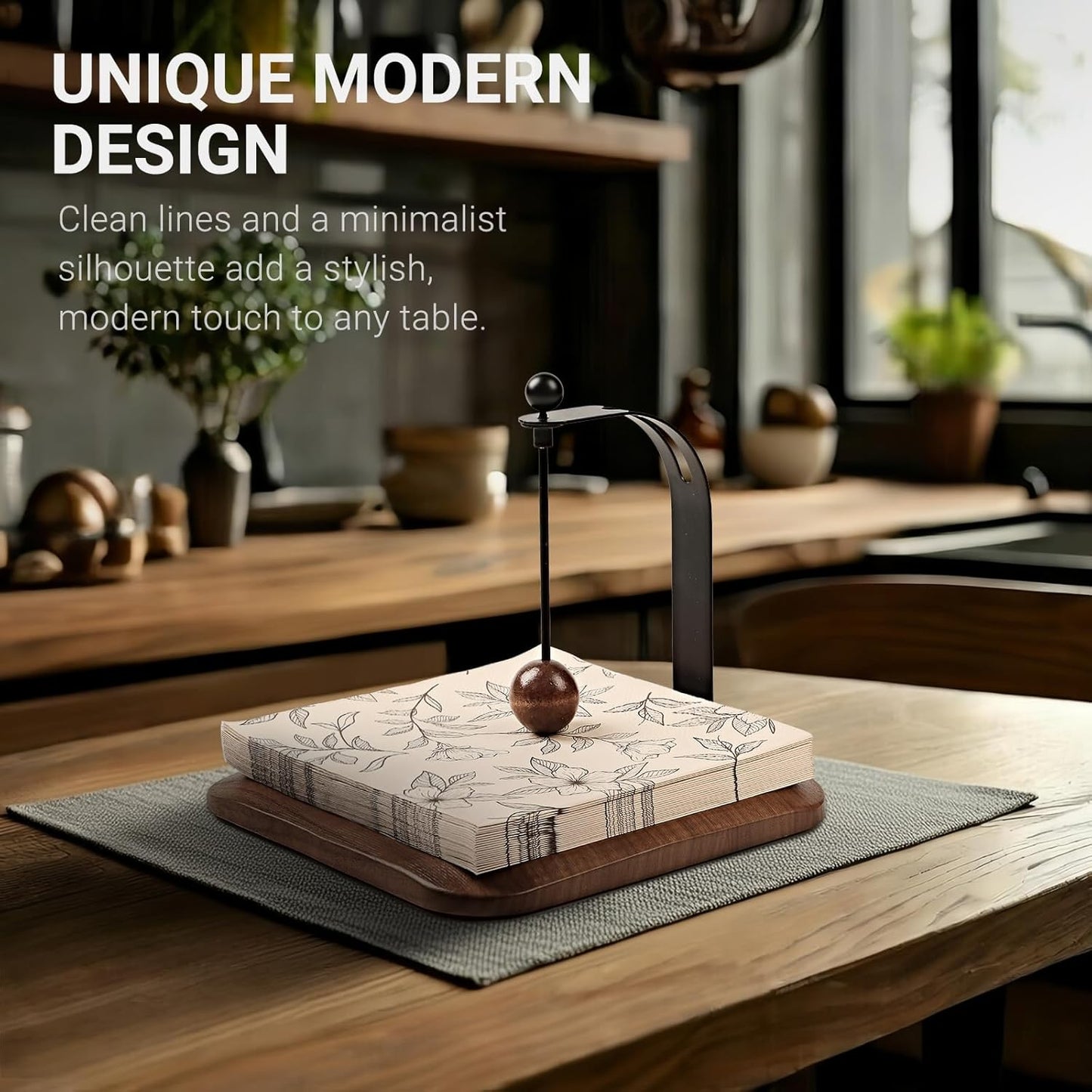 Modern Table Napkin Holder in Solid Walnut Wood / Black