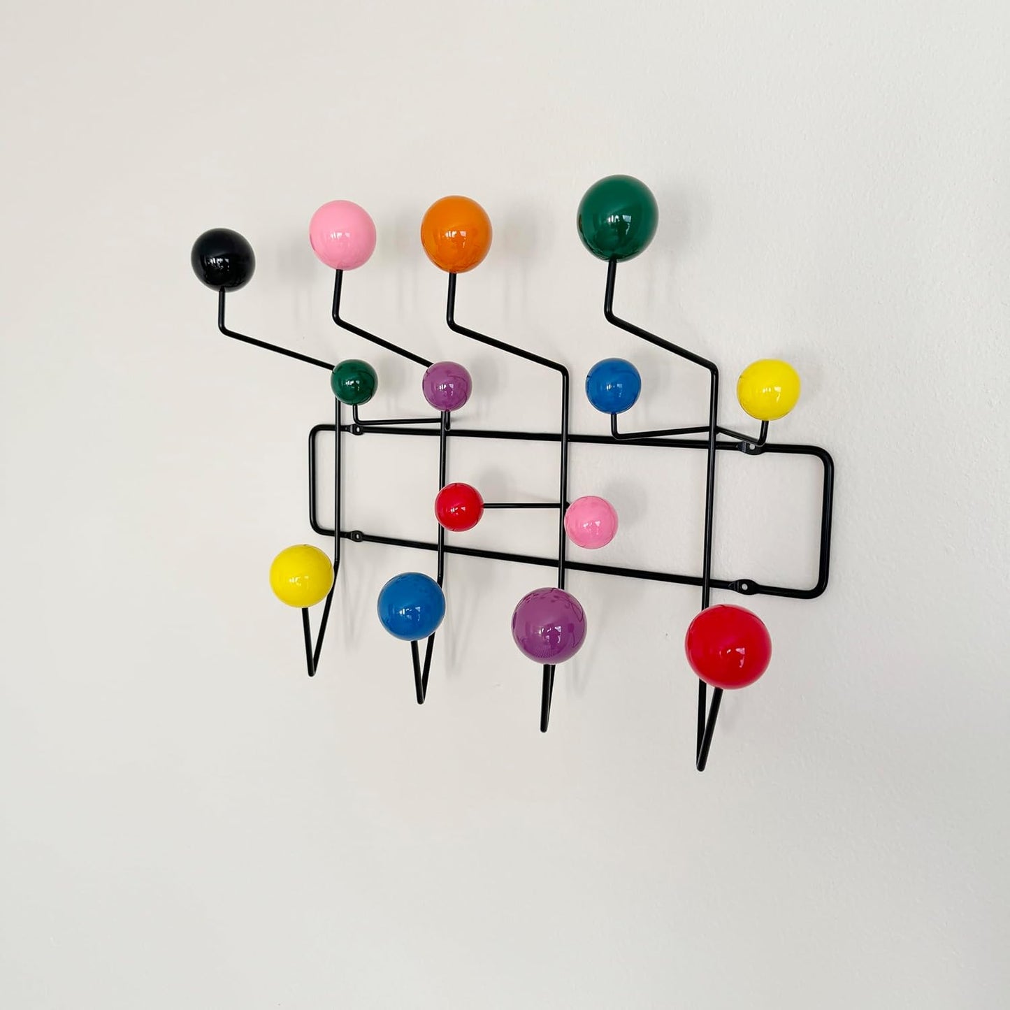 Mid Century Modern Bubble Wall Mounted Coat Rack, Color Ball Black Frame