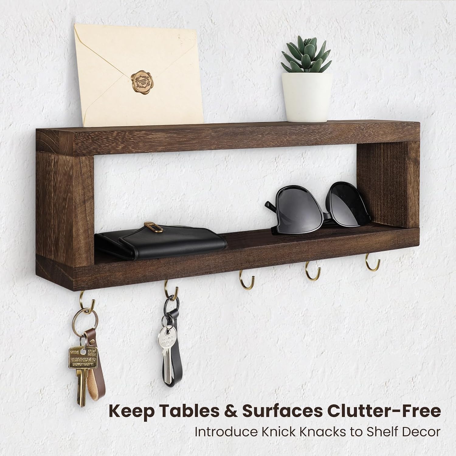 Hooks / Decorative Key and Wallet Holder / Brown