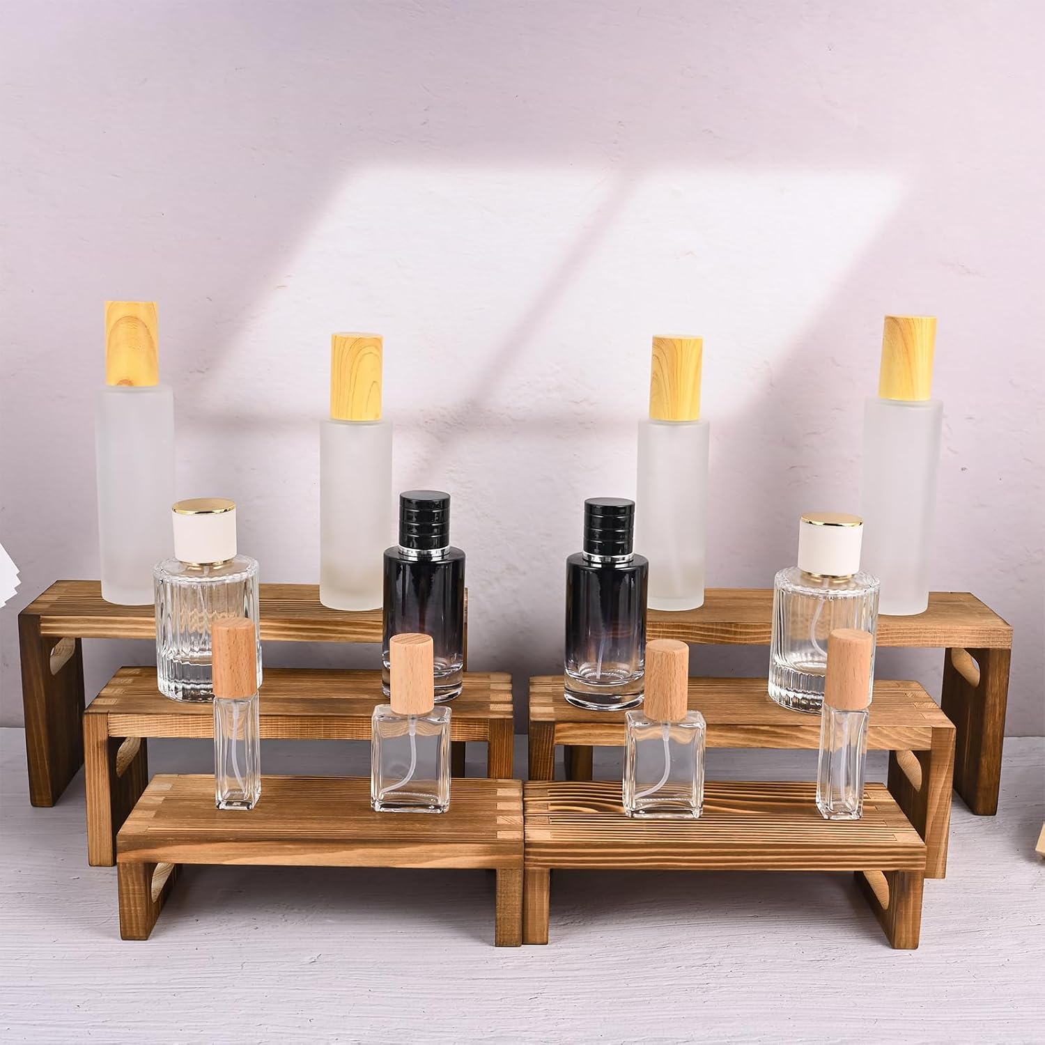 Wood Risers Display Stands / 7 x 8 x 9 / Brown / Set of 6