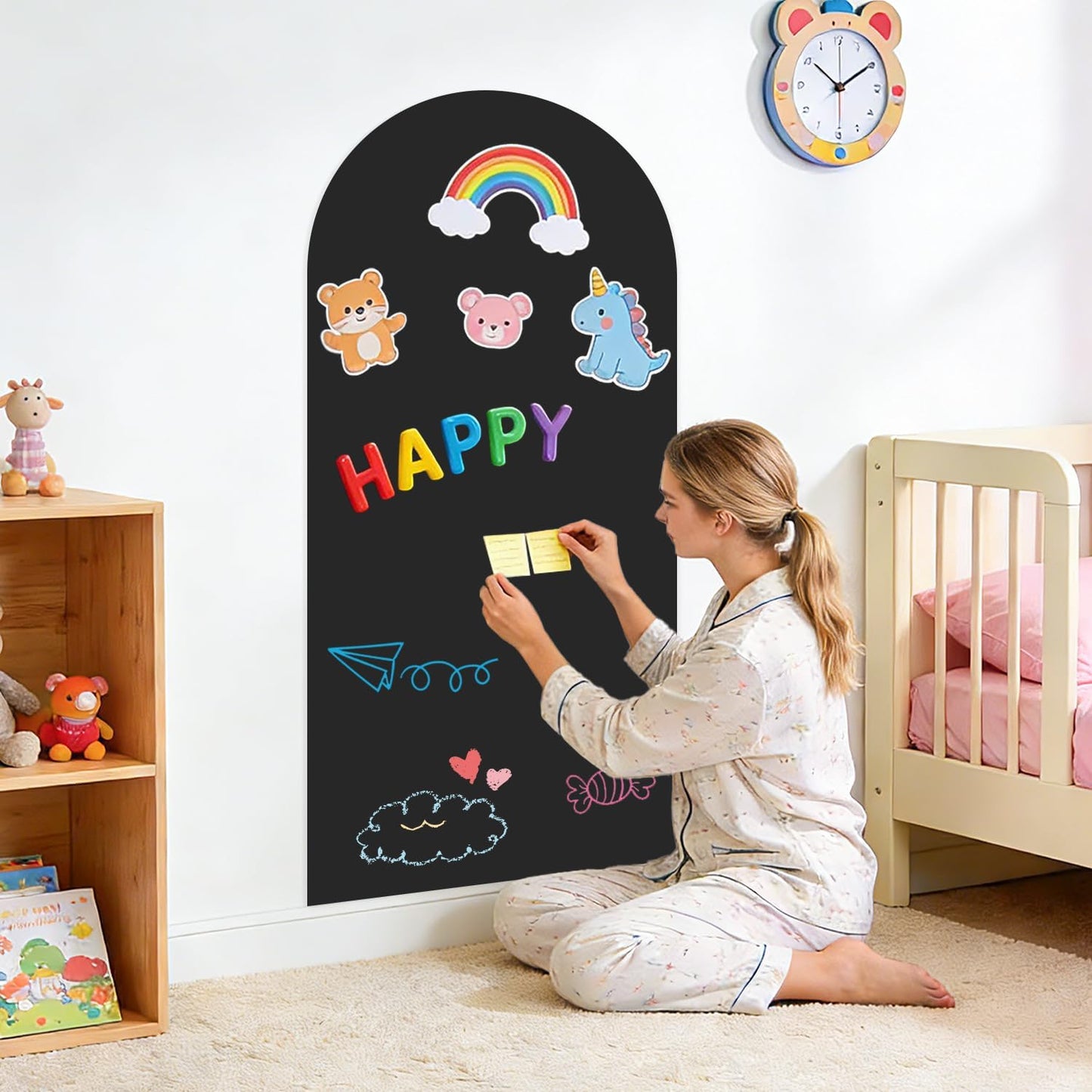 Arch Magnetic Wall Decal Self-Adhesive Chalk Board Wallpaper / 39.3"W x 17.5"H / Black / 39.3 x 17.5