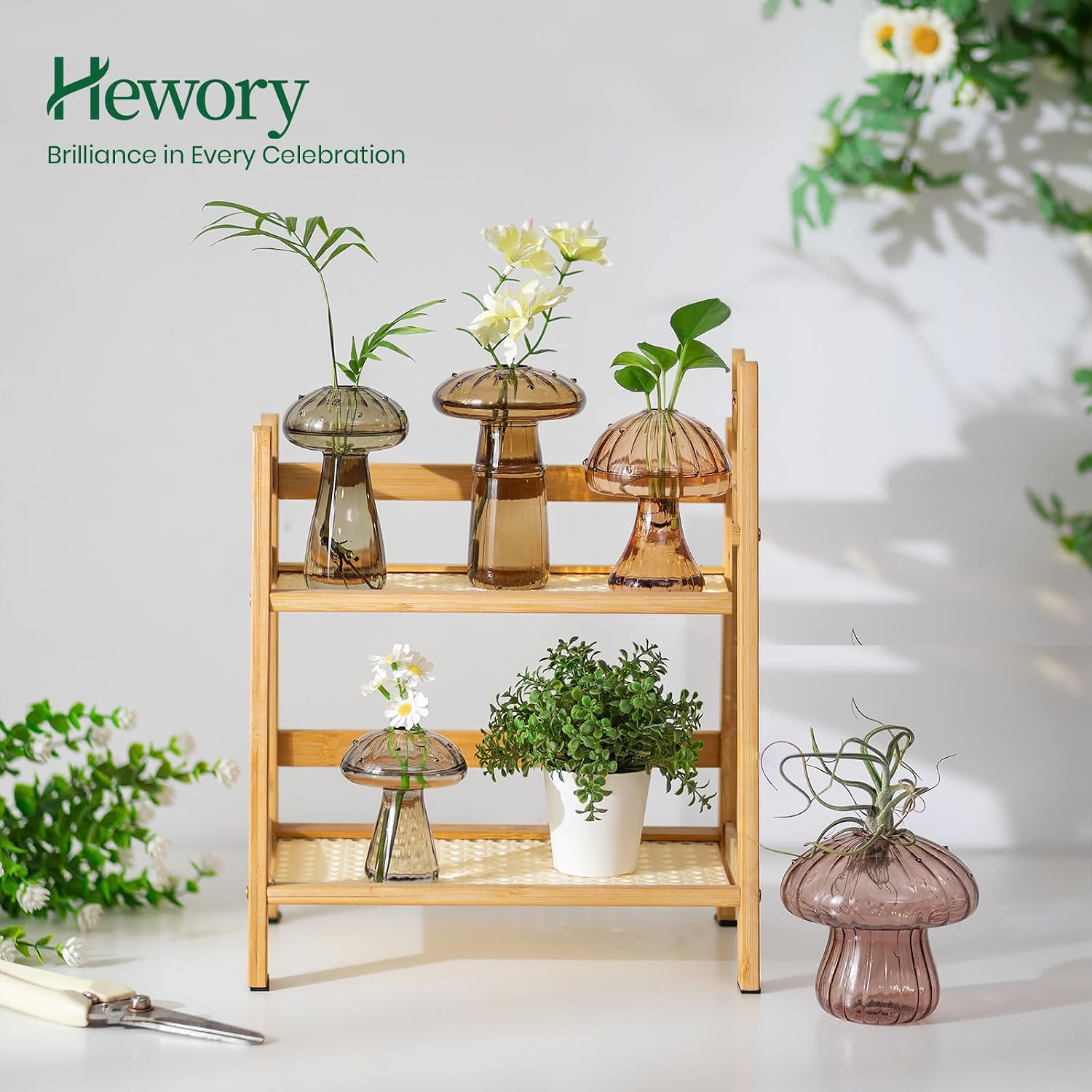 Unique Propagation Jars Glass Planter / Multi-amber / Set of 5