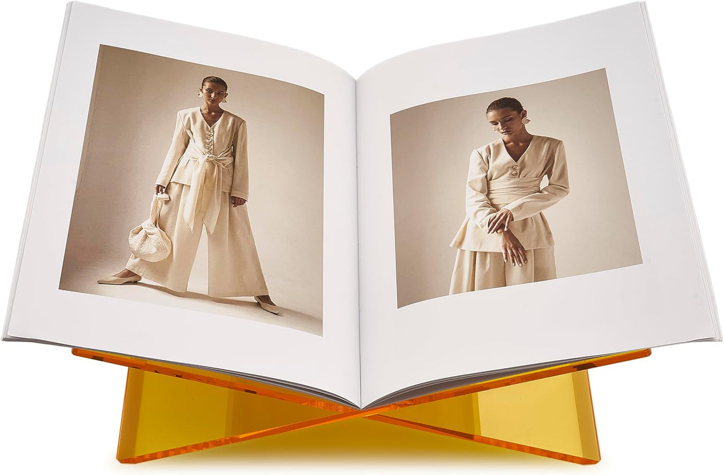 Honygebia Gold Acrylic Book Stands - Cross Frame Acrylic Book Holder, Open Bookstand for Display and Reading, Suitable