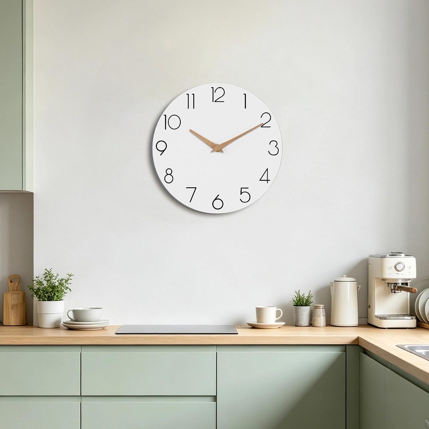 cicininc 12 Inch Battery Operated Wall Clock, Silent Analog, White | Kitchen | Office | Bedroom | Modern Style