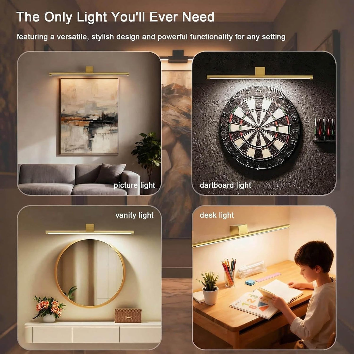Picture Lights for Wall Battery Operated, Rechargeable Wireless Lights for Pictures on Wall with 3 Color Dimmable