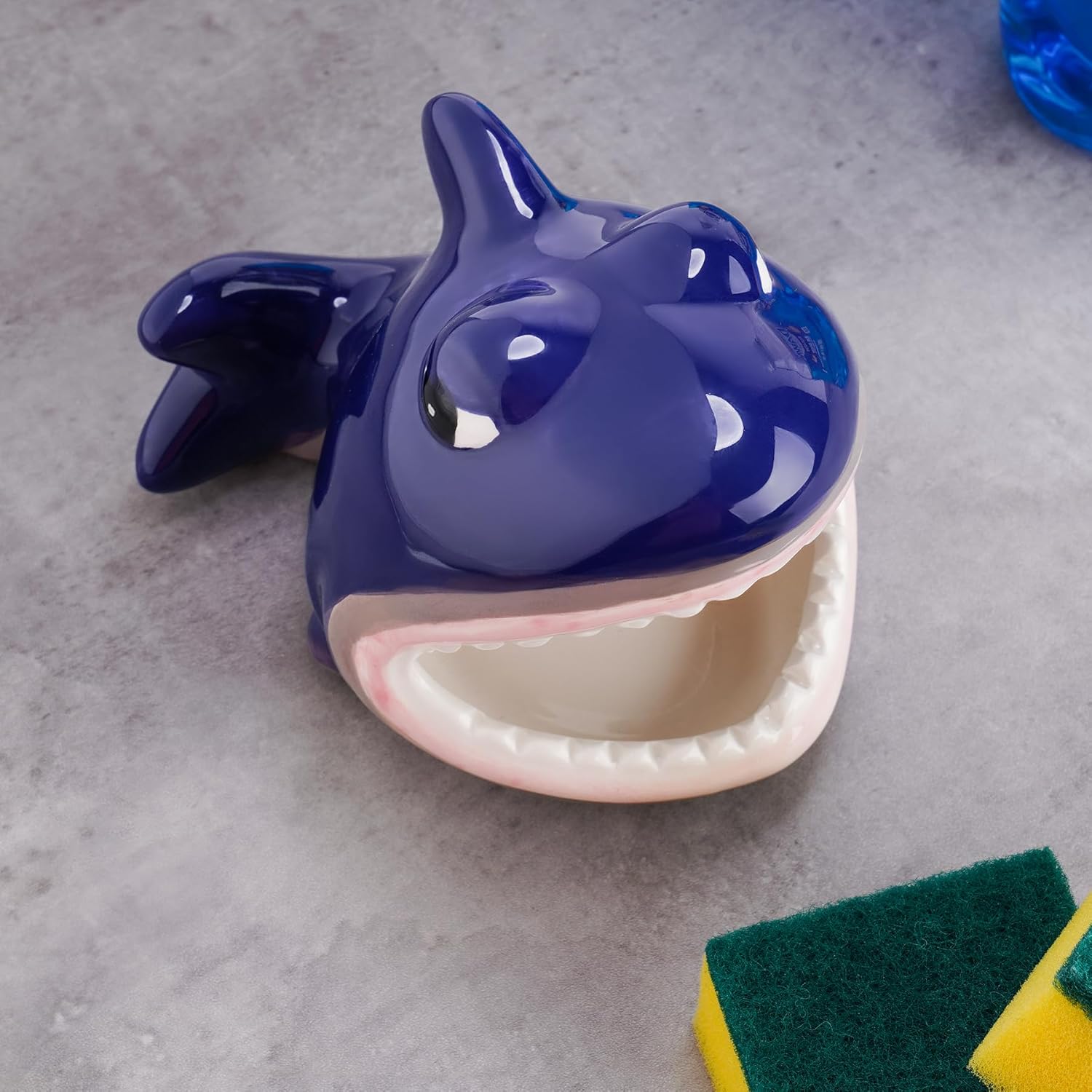 Fun Shark-Shaped Ceramic Sponge Holder