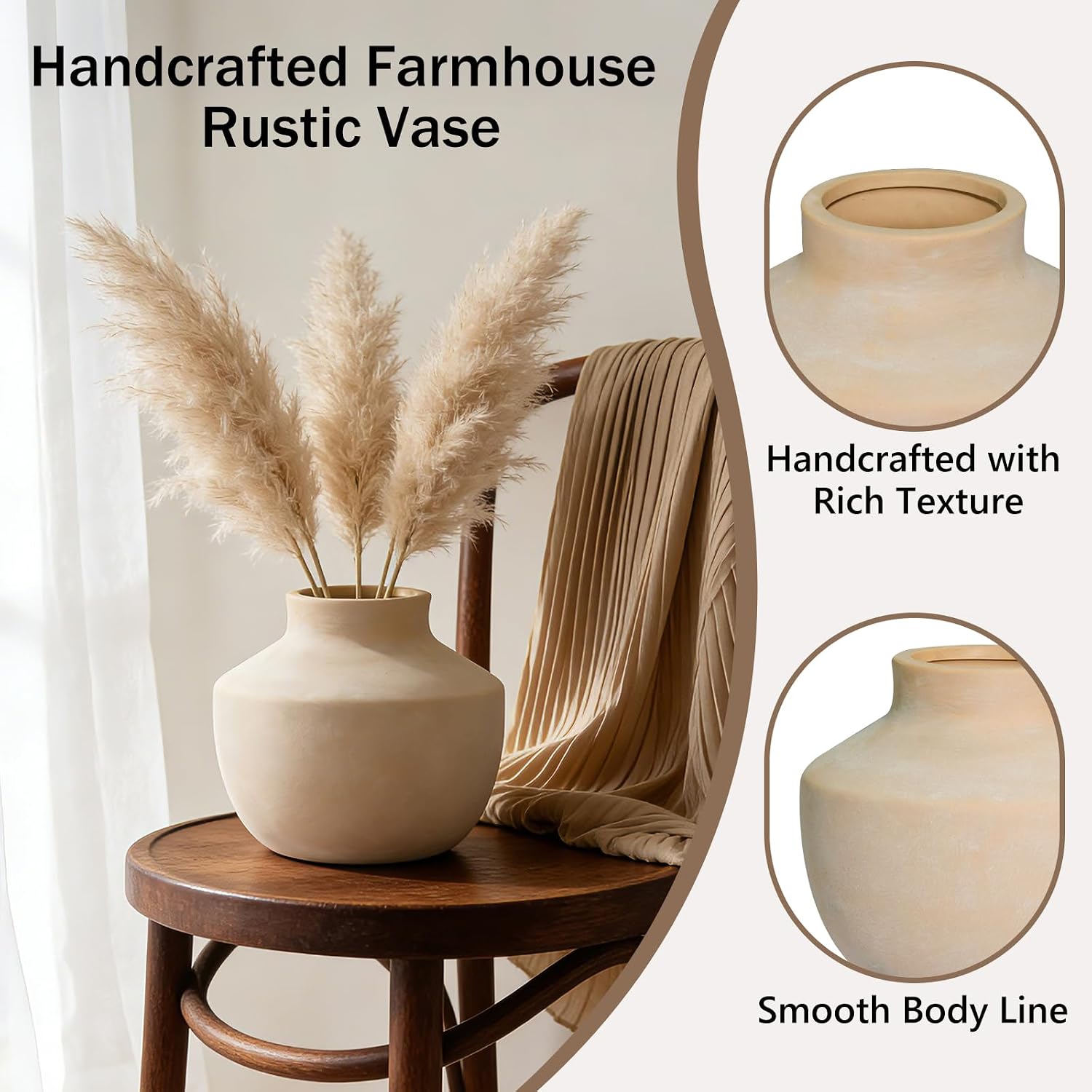 Ceramic Flower Vase / 5.5"h-off White / 5.5 Inch