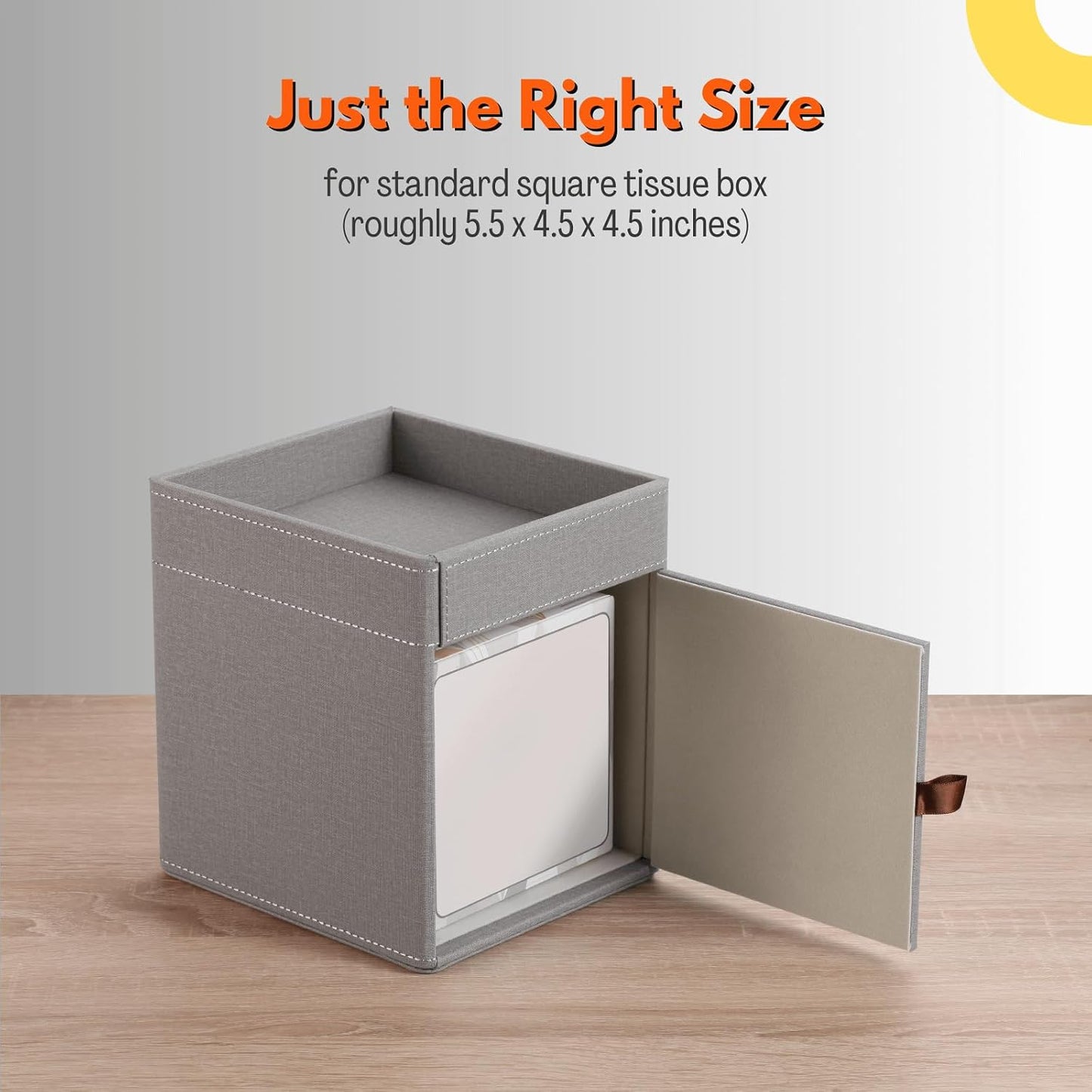 Storage Tray / Leather Tissue Box Cover / Grey