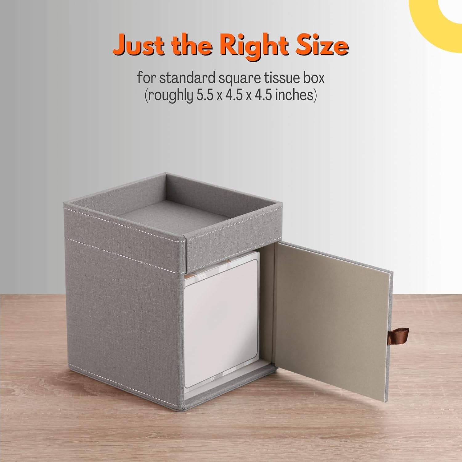 Storage Tray / Leather Tissue Box Cover / Grey