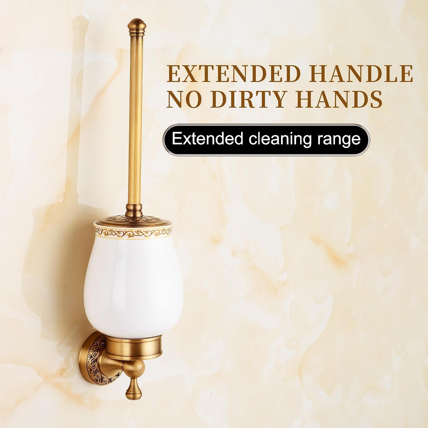 Wall Mounted Bathroom Toilet Brushed Holder Set, Antique Brass Pattern Carving,Brushed Bronze