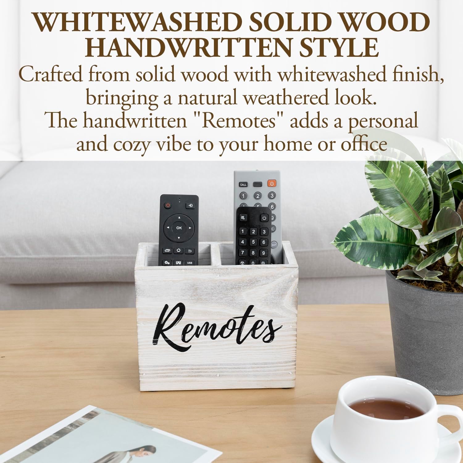 TV Remote Control Holder Organizer / Whitewashed