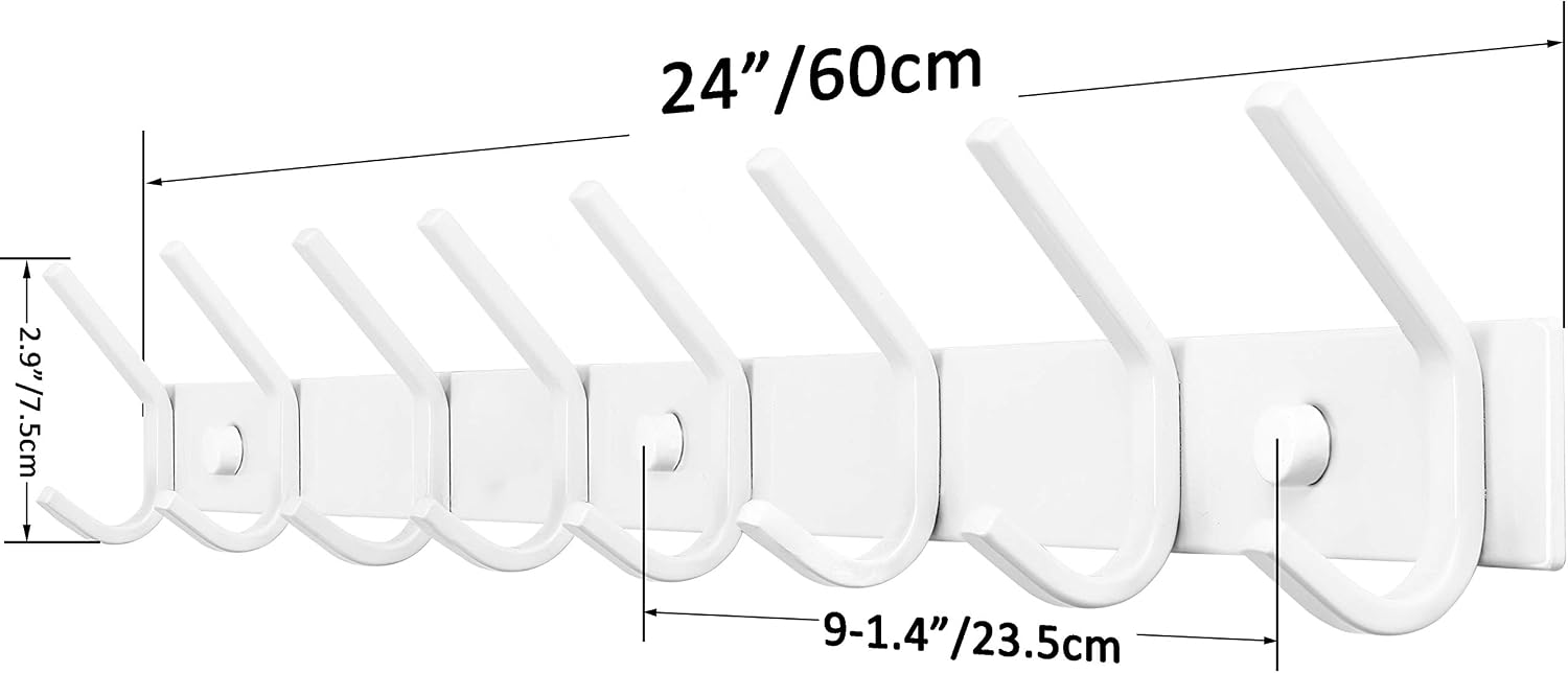 WEBI Coat Rack Wall Mount,8 Hooks,24" Long Coat Hooks Wall Mounted,Coat Hanger Wall,Hook Rack,Jacket Hooks for Hanging