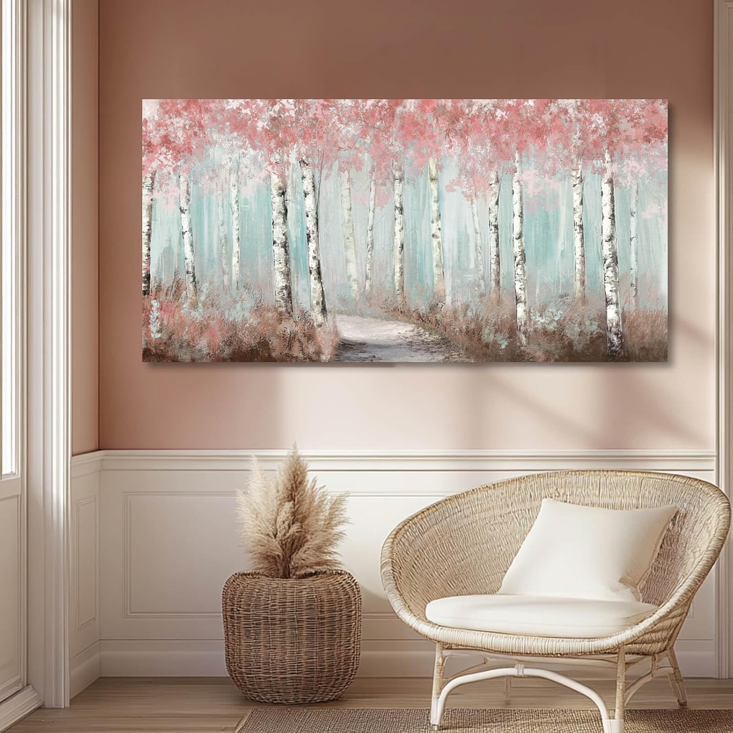 Botanical Wall Art for Girls Room Tree Wall Decor Plant Pictures Wall Art / Pink / 40"L x 20"W