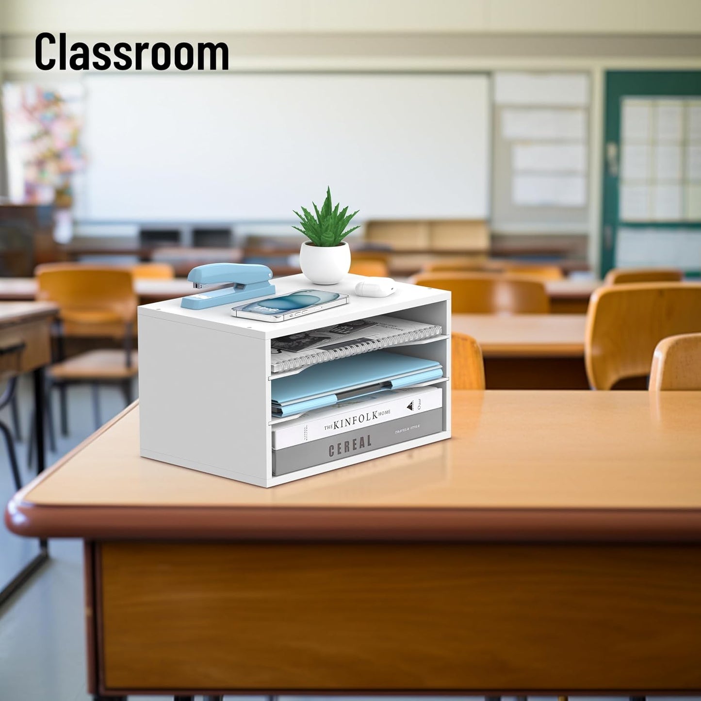 3-Tier Paper Organizer for Desk, Adjustable Mail Organizer, White | 3-Tier Paper Organizer and Mail Organizer for Desk