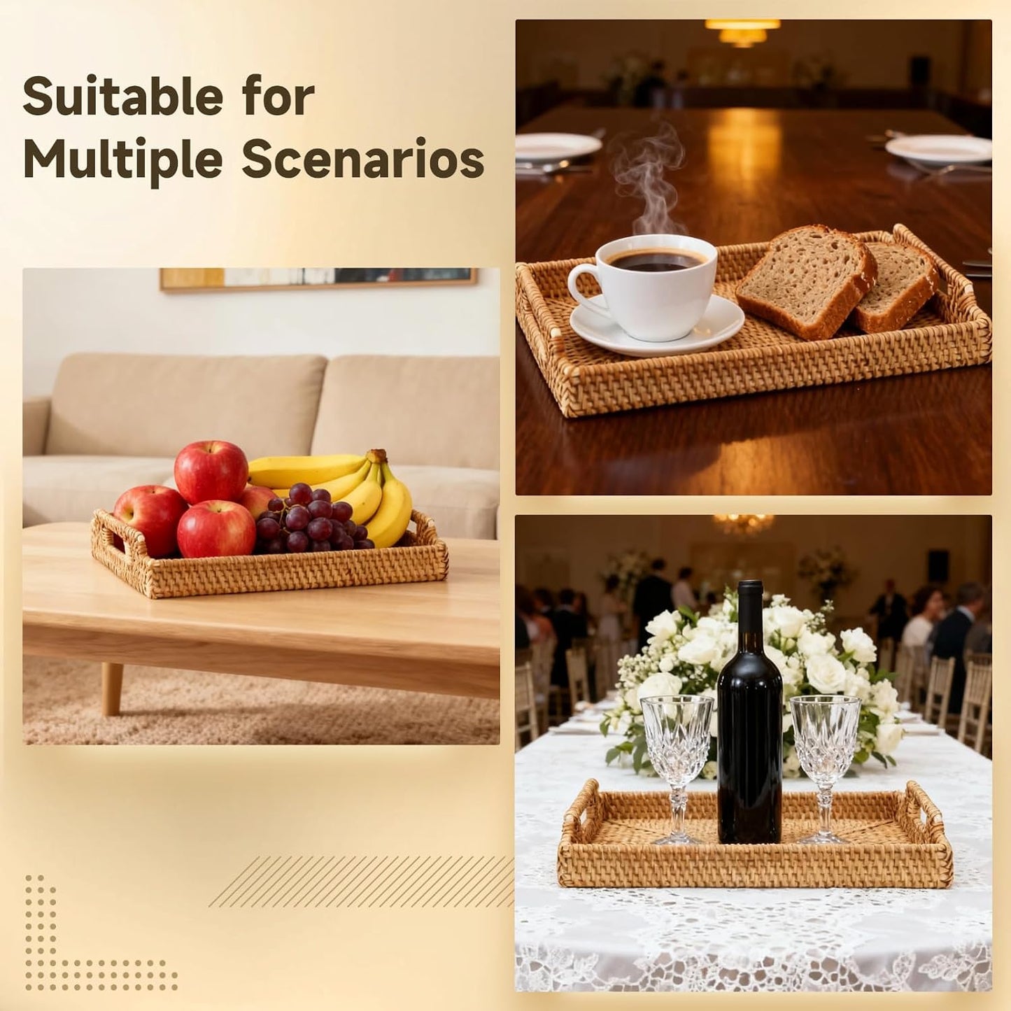 Rattan Serving Tray / 13.4 x 9.4 x 1.7
