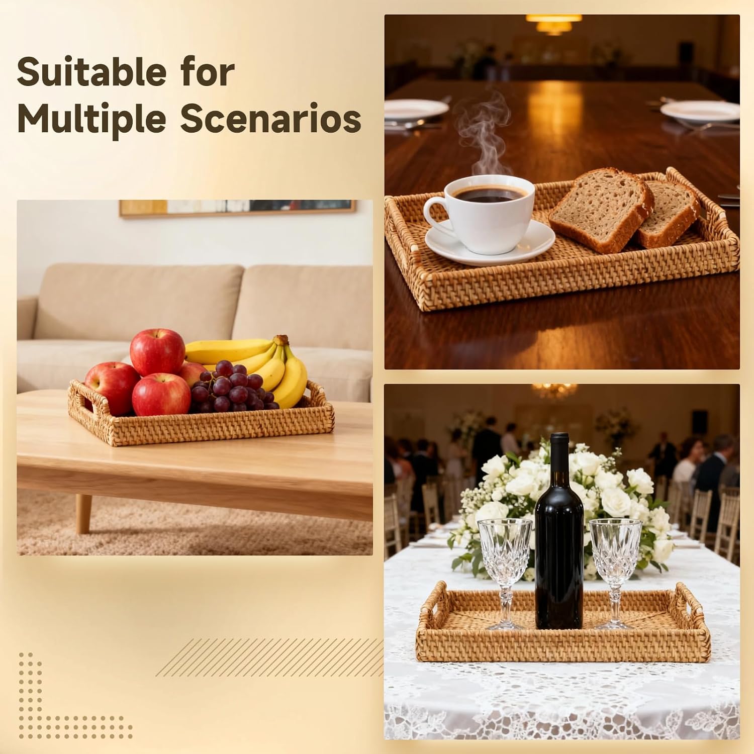 Rattan Serving Tray / 13.4 x 9.4 x 1.7