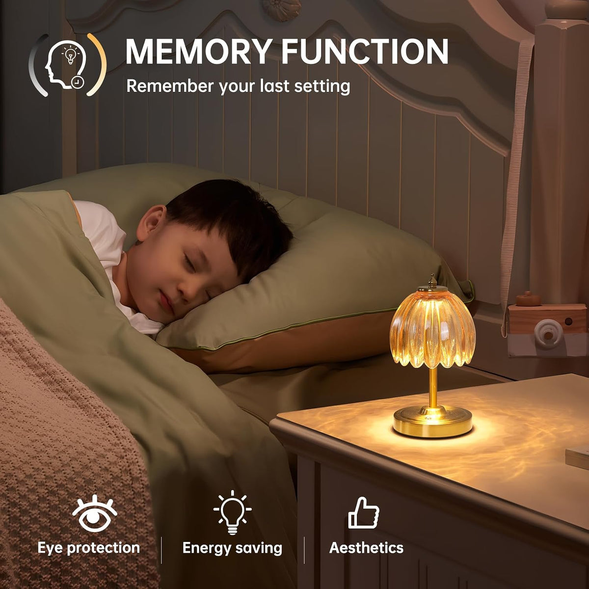 Shenmoyl Tulip Small Table Lamp, 5200mAh Cordless Touch Control Mini Table Lamp with 3 Color Temps & Stepless Dimming