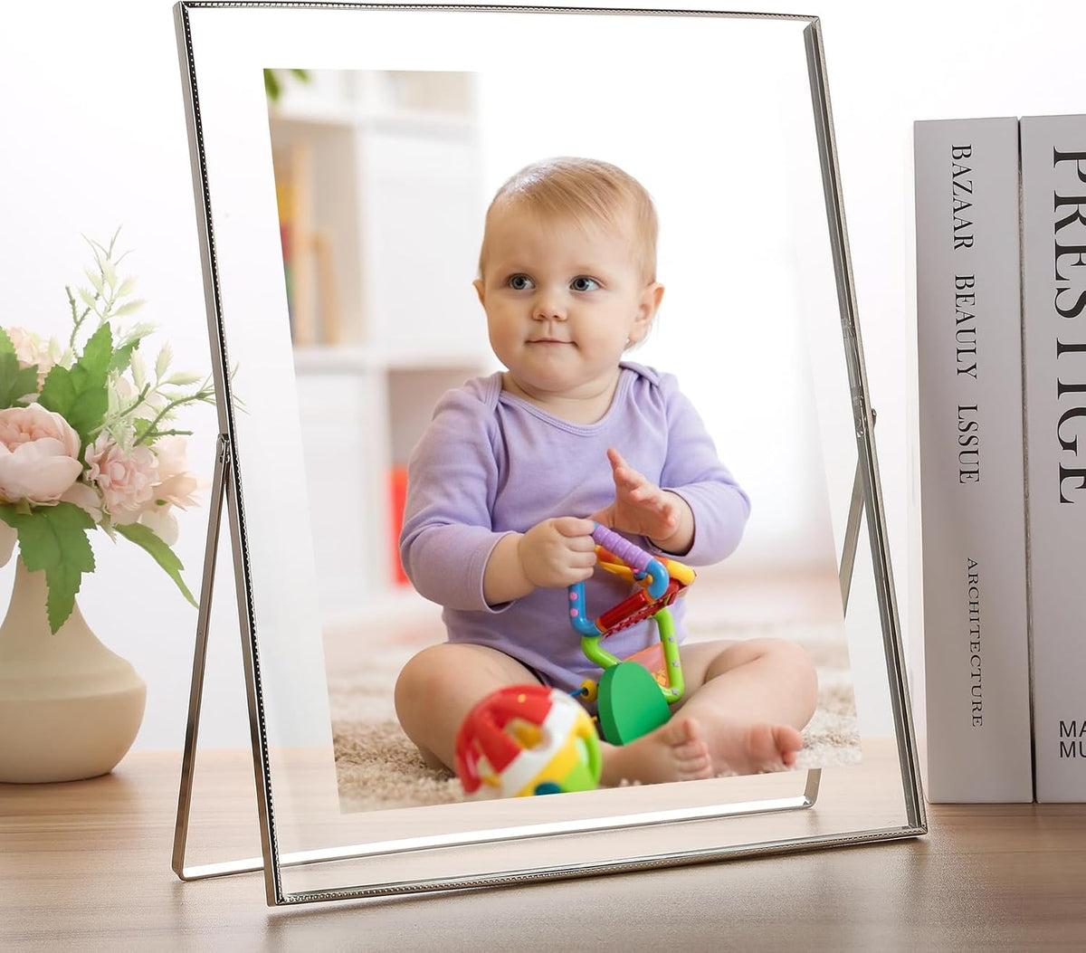 Silver 10x12'' Floating Frame 2pack For Photo Sizes(8.5x11'',7x9'',8x10''),Beautiful Metal Beaded Edge 8x10'' Floating